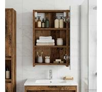 Mangloder Armoire Miroir de Salle de Bain en Bois Ancien 30 x 10,5 x 50 cm avec Étagères, Porte à Charnières, Design Murale, Rangement Compact, Miroir Double Face