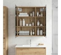 Mangloder Armoire Miroir de Salle de Bain en Chêne Artisan 60 x 14,5 x 70 cm avec Etagères Ajustables, Rangement Murale Compacte pour Salle de Bain Moderne, Idéal pour Organiser Linge