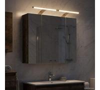 Mangloder Armoire Miroir de Salle de Bain en Chêne Fumé 60 x 14,5 x 50 cm avec Étagères, Porte à Charnières, Miroir Double Face, Montage Murale, Rangement Pratique et Design Moderne