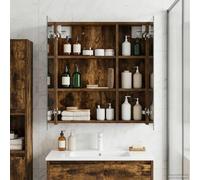 Mangloder Armoire Miroir de Salle de Bain en chêne fumé 60 x 14,5 x 70 cm avec étagères Ajustables pour Rangement Mural, Porte et Miroir Double Face, idéal pour aménagement intérieur
