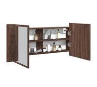 Mangloder Armoire miroir LED marron aspect chêne 100 x 12 x 45 cm en bois avec éclairage RVB et beaucoup d'espace de rangement pour salle de bain Montage mural et rangement cosmétique