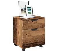 Mangloder Armoire mobile à roulettes en bois vieilli, 45 x 38 x 54 cm, avec roulettes pivotantes et fonction de verrouillage, espace de rangement pour bureau, salon et couloir