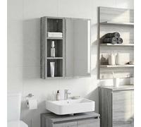 Mangloder Armoire murale de salle de bain en bois Sonoma gris 20 x 10 x 60,5 cm avec espace de rangement et montage mural pour meubles de salle de bain, lavabo, lavabo et étagère cosmétique
