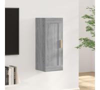 Mangloder Armoire murale grise Sonoma 35 x 34 x 90 cm avec trois compartiments et porte, porte flexible, suspendue pour salon, chambre à coucher, bureau, gain de place, rangement moderne et décoration