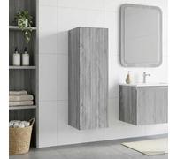 Mangloder Armoire Murale Salle de Bain Sonoma Gris 33x34,5x60 cm Rangement Pratique Porte étagère Niche Meuble lavabo Compact idéal pour Organiser Linge Serviette et Produits de beauté