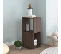 Mangloder Armoire rotative Gris chêne 34,5x34,5x75,5 cm Bois d'ingénierie Meuble Rangement modulable pour Salon Bureau Chambre avec 2 étagères pivotantes à 360 degrés