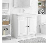 Mangloder Armoire sous évier de Salle de Bain Blanc 56 x 37,5 x 81 cm avec Porte, étagère, tiroir et poignée en métal pour Rangement Pratique et Organisation Efficace de Votre Espace sanitaire