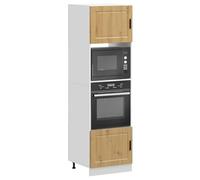 Mangloder Armoires de Four Porto chêne Artisanal Bois d'ingénierie 2 pcs avec Pieds réglables 60x57x207 cm Rangement Micro-Ondes Cuisine Salle à Manger