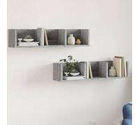 Mangloder Armoires murales 2 pièces en Bois d'ingénierie Couleur Sonoma Gris Dimensions 75x18x16,5 cm pour Rangement décoration Murale Suspendue et Support Pratique