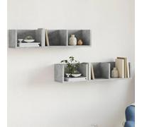 Mangloder Armoires murales 2 pièces Gris béton en Bois d'ingénierie Dimensions 75x18x16,5 cm pour Rangement décoration Salon Chambre Bureau entrée Support Mural Robuste