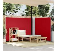 Mangloder Auvent latéral rétractable Rouge en Polyester avec Cadre Acier 140 x 1000 cm pour Jardin terrasse Balcon, écran d’intimité réglable, Protection Soleil UV et Vent
