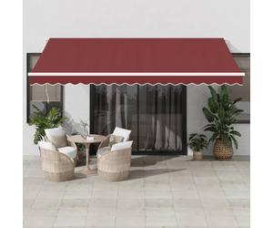Mangloder Auvent rétractable Automatique Bordeaux 450x350 cm avec LED, Protection UV, motorisé, idéal terrasse Balcon Jardin extérieur, capteur Vent intégré Ambiance Lumineuse