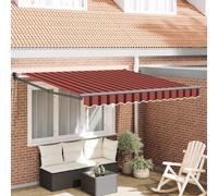 Mangloder Auvent rétractable Automatique Orange et Marron 3,5 x 2,5 m en Aluminium avec Toile Polyester, Protection UV, motorisé pour terrasse Balcon Jardin extérieur