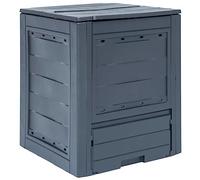 Mangloder Bac à Compost de Jardin Gris 60x60x73 cm 260 L avec Couvercle Fendu, Ventilation latérale et résistance UV pour Recyclage, Jardin, terrasse ou Balcon