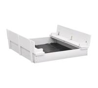 Mangloder Bac à sable en bois de sapin blanc 95 x 90 x 15 cm avec banc amovible, bâche de protection et couvercle polyvalent pour jeux créatifs dans le jardin, le balcon ou la terrasse, jouet de