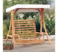 Mangloder Balancelle de jardin avec toit en épicéa massif, finition teck, balançoire de jardin avec protection solaire, chaînes, banc à bascule ergonomique pour terrasse et jardin
