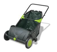 Mangloder Balayeuse à gazon 103 L manuelle mécanique pour jardin, terrasse, allée, trottoir, largeur de nettoyage de 55 cm, brosse à rouleau, bac de récupération, pour feuilles, saleté, sable, saleté