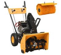 Mangloder Balayeuse à neige et balayeuse à essence 2 en 1 avec moteur 6,5 CV 196 cm³, 5 vitesses avant et 2 vitesses arrière, largeur d'espacement de 560 mm pour trottoir et cour