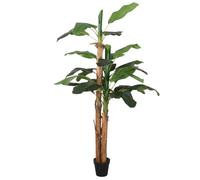 Mangloder Bananier artificiel 150 cm avec 18 feuilles, feuilles PEVA, troncs en bambou, pot rond en plastique pour salon, bureau, décoration intérieure et extérieure