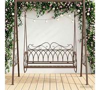 Mangloder Banc à bascule en acier marron vieilli - 112 x 60 x 126,5 cm - Balançoire de jardin Hollywood - Résistant aux intempéries - 200 kg