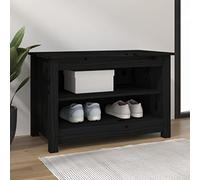 Mangloder Banc à Chaussures en Bois de pin Massif Noir 70x38x45,5 cm avec étagères pour Rangement Organiseur Armoire penderie Dressing entrée