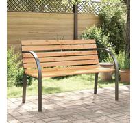 Mangloder Banc de jardin pour enfants, 81 cm, en sapin chinois, avec cadre en acier, accoudoirs et dossier, banc en bois résistant aux intempéries pour extérieur, balcon, terrasse