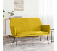 Mangloder Banc en velours jaune 108 x 79 x 79 cm avec structure en métal, dossier rembourré et accoudoirs pour salon, couloir, chambre à coucher et salle à manger