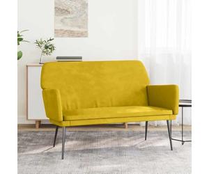 Mangloder Banc en velours jaune 108 x 79 x 79 cm avec structure en métal, dossier rembourré et accoudoirs pour salon, couloir, chambre à coucher et salle à manger