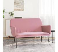 Mangloder Banc en velours rose - 108 x 79 x 79 cm - Cadre en métal - Dossier et accoudoirs rembourrés - Pour salon, chambre à coucher, couloir et entrée