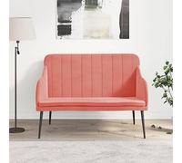 Mangloder Banc en velours rose 110 x 76 x 80 cm avec structure en métal, rembourré, largeur d'assise 97 cm, profondeur d'assise 55 cm, pour salon, couloir et salle à manger, dossier confortable