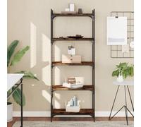 Mangloder Bibliothèque 5 Niveaux en chêne fumé Dimensions 60x30x154cm en Bois d'ingénierie avec Cadre en métal pour Salon Bureau Chambre ou entrée, Meuble de Rangement modulable avec Compartiments