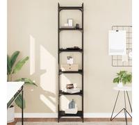 Mangloder Bibliothèque 6 Niveaux Noire en Bois d'ingénierie 40x30x188 cm avec Cadre en métal pour Salon Bureau Chambre et Espace de Rangement modulable