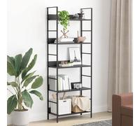Mangloder Bibliothèque à 5 Niveaux Noir en Bois d'ingénierie et Acier, Meuble de Rangement pour Salon Bureau Chambre avec Grande capacité, étagère modulable pour Livres et décoration