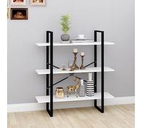 Mangloder Bibliothèque Blanche 100x30x105 cm en Bois d’ingénierie avec Cadre en métal pour Salon Bureau Chambre ou entrée, Meuble de Rangement modulable avec étagères et Compartiments