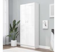 Mangloder Bibliothèque Blanche 82,5x30,5x185,5 cm en Bois d'ingénierie avec 5 Compartiments spacieux et Portes pour Rangement Pratique dans Salon Bureau Chambre ou entrée