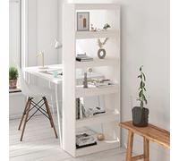 Mangloder Bibliothèque Blanche en Bois de pin Massif 60x30x167,5cm avec 5 Compartiments, étagère de Rangement modulable et séparateur Mural pour Salon Bureau Chambre entrée Maison Appartement