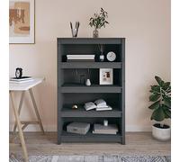 Mangloder Bibliothèque en Bois de pin Massif Gris 80x35x126 cm avec étagères modulables pour Rangement de Livres dossiers et Objets de décoration pour Salon Bureau Chambre entrée
