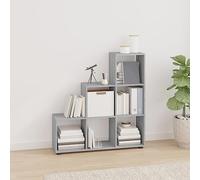 Mangloder Bibliothèque escalier Sonoma Gris en Bois d'ingénierie 107 cm avec 6 Compartiments pour Rangement Livre, présentation Objets, Maison, Salon, Bureau, Chambre, entrée, séjour
