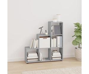 Mangloder Bibliothèque escalier Sonoma Gris en Bois d'ingénierie 107 cm avec 6 Compartiments pour Rangement Livre, présentation Objets, Maison, Salon, Bureau, Chambre, entrée, séjour