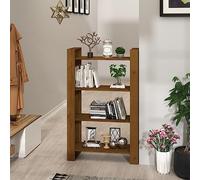 Mangloder Bibliothèque Marron Miel 80x35x125 cm en Bois Massif avec étagères modulables pour Rangement Livres et cloison de séparation adaptée Salon Bureau Chambre
