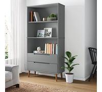 Mangloder Bibliothèque MOLDE Gris 85x35x170 cm en Bois Massif de pin avec Finition Vernis UV, Meuble de Rangement modulable pour Salon Bureau Chambre et entrée