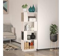 Mangloder Bibliothèque séparateur Blanc en Bois de pin Massif 51x25x132 cm Meuble de Rangement pour Livres, dossiers, classeurs, vitrine, Colonne, Meuble modulable pour Salon Bureau Chambre