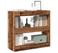 Mangloder Bibliothèque séparateur de pièce en Vieux Bois 80x30x72 cm avec 2 Niveaux Meuble de Rangement pour Livres dossiers classeurs vitrine Colonne Compartiment Salon Bureau Chambre