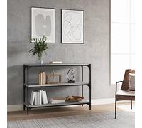 Mangloder Bibliothèque Sonoma Gris 100x33x70,5 cm en Bois d'ingénierie et Acier, Meuble de Rangement modulable pour Salon Bureau Chambre Maison