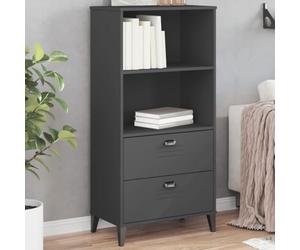 Mangloder Bibliothèque VIKEN Gris Anthracite 60x35x123 cm Bois ingénierie Meuble Rangement étagère pour Salon Bureau Chambre avec tiroirs Compartiments et Porte