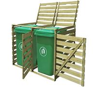 Mangloder Boîte à poubelles pour 2 tonnes de 240 l, en bois de pin imprégné, avec portes avant et couvercles à charnière, pour jardin, jardin et allée, rangement résistant aux intempéries