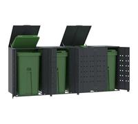 Mangloder Boîte à poubelles pour 4 tonnes - Anthracite - En acier revêtu par pulvérisation - 276 x 79 x 117 cm - Résistant aux intempéries - Pour jardin, jardin avant et allée, brise-vue avec