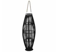 Mangloder Bougeoir suspendu en bambou noir, 95 cm, photophore avec récipient en verre, pour bougie pilier et bougie à tige, bougeoir pour jardin, mariage, décoration bohème