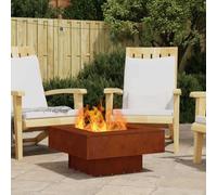 Mangloder Brasero carré marron en acier résistant aux intempéries, 60 x 60 x 30 cm, pour jardin et terrasse, cheminée d'extérieur pour bois, chaleur et décoration, moderne, autonome pour réunions
