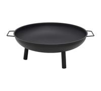 Mangloder Brasero en acier avec revêtement en poudre noire, 67,5 x 58 x 22,5 cm, jardin et terrasse, deux poignées, chaleur pour feu à bois et barbecue en extérieur